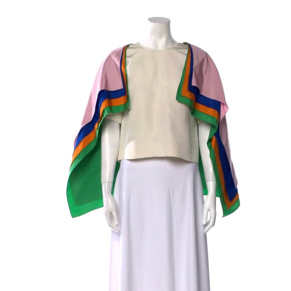 Rosie Assoulin Silk Cape Top - Picture 1 of 3